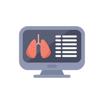 Computer screen showing lungs diagnostic results icon Illustrazione stock