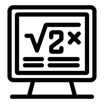 Computer screen showing mathematical formula icon Illustrazione stock