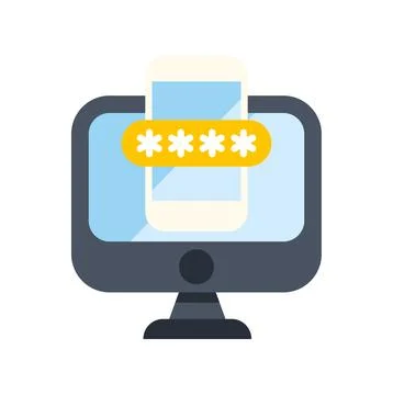 Computer screen showing mobile password verification concept Stock Illustration