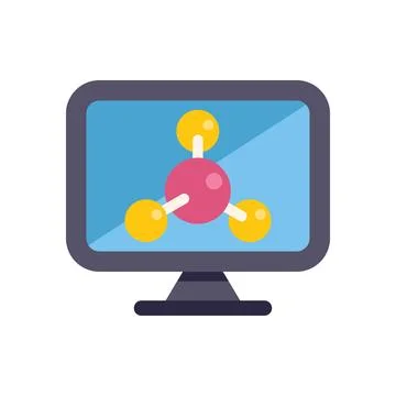 Computer screen showing molecular structure for scientific research Stock Illustration