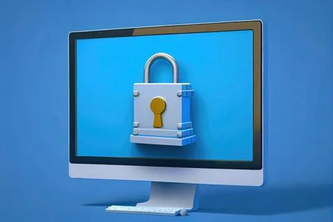 Computer screen showing a padlock icon. Password locked computer. Generati... Stock Photos