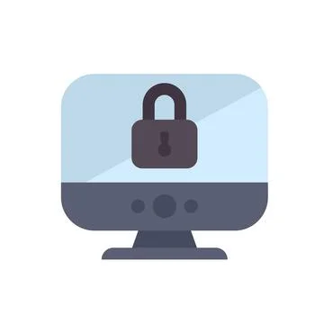 Computer screen showing padlock illustrating cyber security Stock Illustration