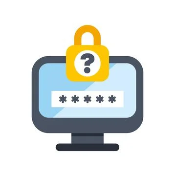 Computer screen showing password input with security padlock icon Stock Illustration