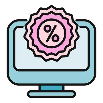 Computer screen showing a percentage sign for sales and promotions Stock Illustration