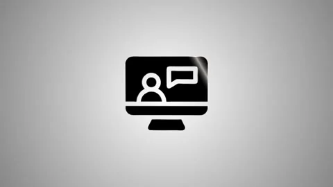 Computer screen showing person and speech bubble, online communication conc.. Vídeos de archivo 346491348