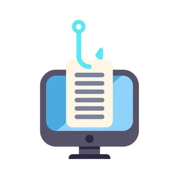 Computer screen showing a phishing email scam Stock Illustration