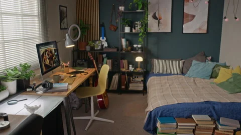 Computer Screen Showing Photo Editing Software in Creative Home Office Stock Footage 341949057