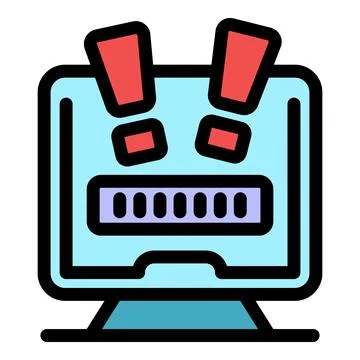 Computer screen showing progress bar and warning signs Stock Illustration