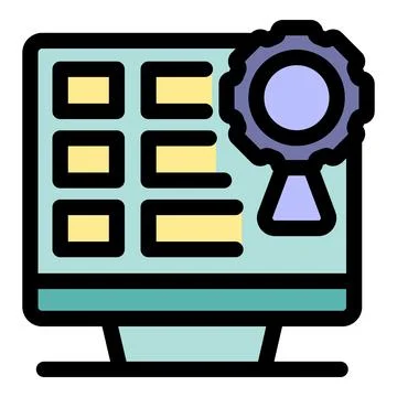 Computer screen showing quality control certificate icon 스톡 일러스트