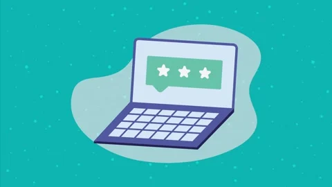 Computer screen showing rating stars customer feedback concept animation. Stock Footage 339067197