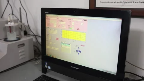 Computer screen showing result of kinematic viscosity testing Stock Footage 301666462