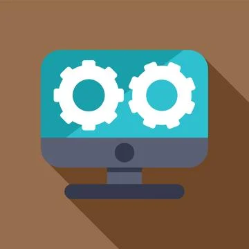 Computer screen showing rotating gears, working process concept Stockillustratie