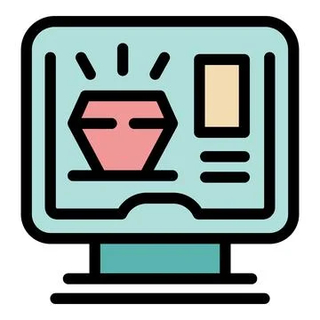 Computer screen showing sparkling diamond, online jewelry store website Stock-Illustration