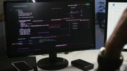 Computer Screen Showing System Hacked Warning during Cyber Attack Stock Footage 347287355