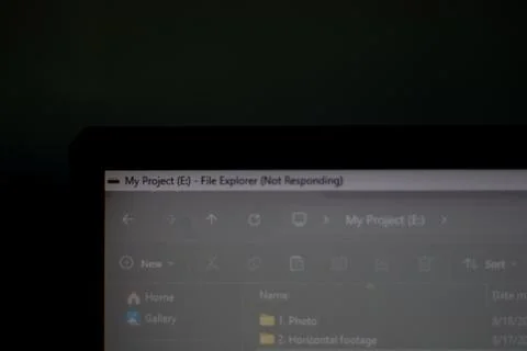 Computer Screen Showing Unresponsive File Explorer Stock Photos
