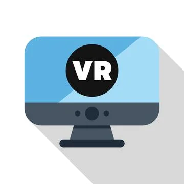 Computer screen showing vr virtual reality logo, modern immersive technology Illustrazione stock