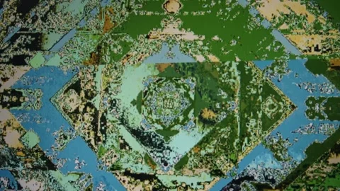 A computer screen shows a complex pattern of squares and triangles 스톡 동영상 313459626