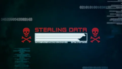 Computer screen shows an error Stealing Data message that the PC has been hac Stock Footage 124700929
