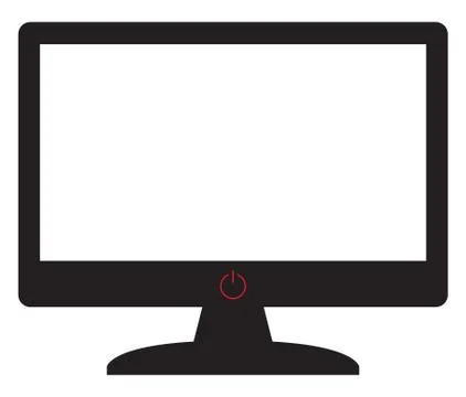 Computer Screen Silhouette With Off Button Stock Illustration