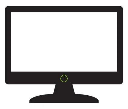 Computer Screen Silhouette With On Button Stock Illustration