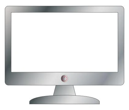 Computer Screen Silver With Off Button Stock Illustration