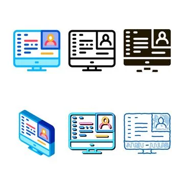 Computer screen simplified icon vector outline イラスト素材