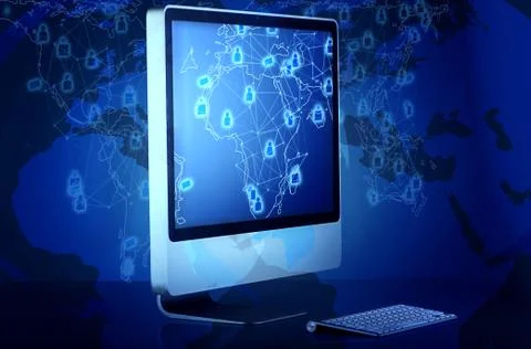 Computer screen in social media concept Stockillustratie