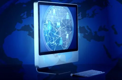 Computer screen in social media concept Stock Illustration