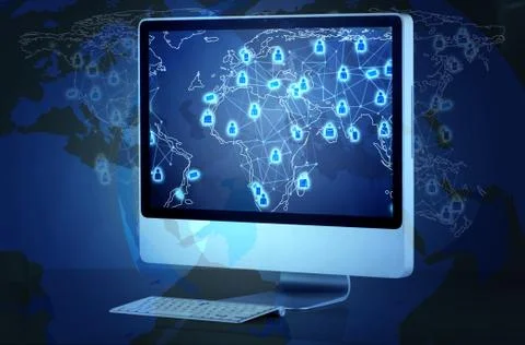 Computer screen in social media concept Stock Illustration