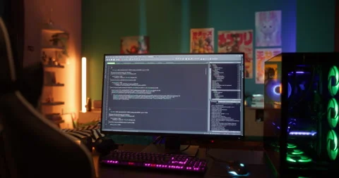 Computer Screen with Software Source Code Stock Footage 320883818