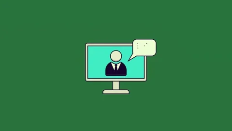 A computer screen with speech bubble on it and pers isolated isolated on green Video stock 336892210