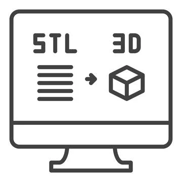 Computer Screen with STL and Cube vector Additive Manufacturing Technology .. Illustrazione stock