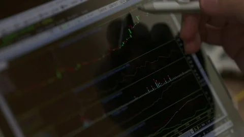 Computer screen with stock market trading chart Stock Footage 80748857