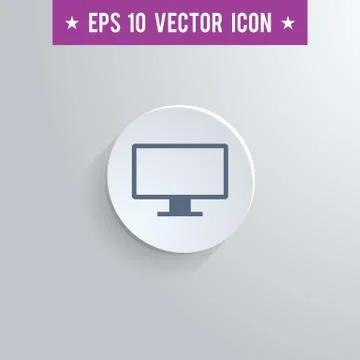 Computer screen symbol icon on gray background Stock Illustration