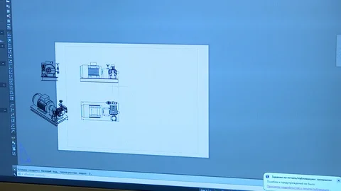 Computer screen with technical drawings on it view Stock Footage 107208414
