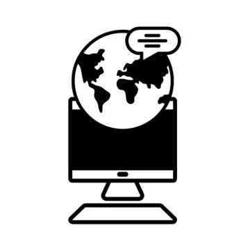 Computer screen with technological and digital elements in white background イラスト素材