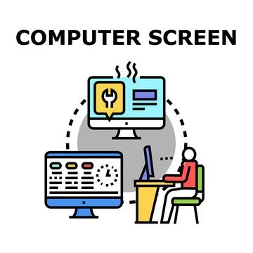 Computer screen technology concept system development Stock Illustration