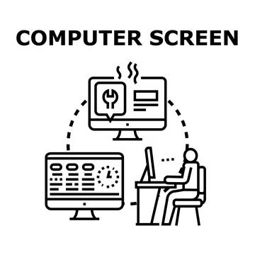 Computer screen technology concept system development Stock Illustration