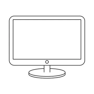 Computer screen technology hardware cartoon in black and white Stock Illustration