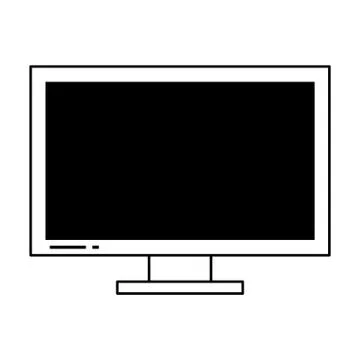 Computer screen technology hardware cartoon in black and white Stock Illustration