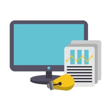 Computer screen technology hardware cartoon Stock Illustration