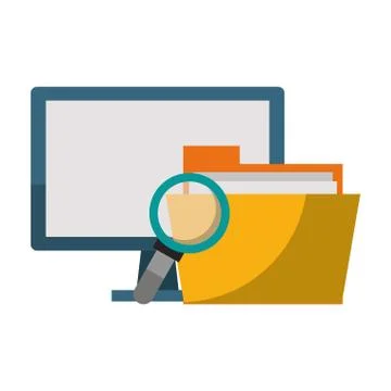 Computer screen technology hardware cartoon Stock Illustration