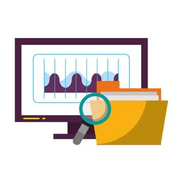 Computer screen technology hardware cartoon Stock Illustration