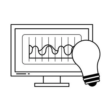 Computer screen technology hardware cartoon in black and white Stockillustratie