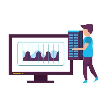 Computer screen technology hardware cartoon Stock Illustration
