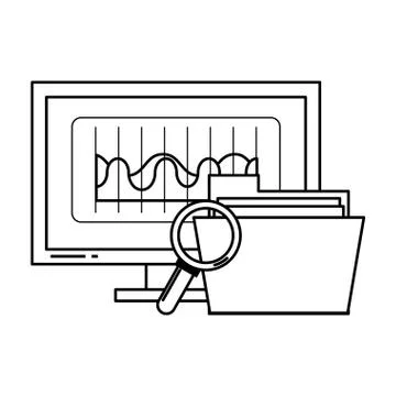 Computer screen technology hardware cartoon in black and white Stockillustratie