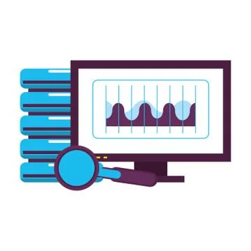 Computer screen technology hardware cartoon Stock Illustration