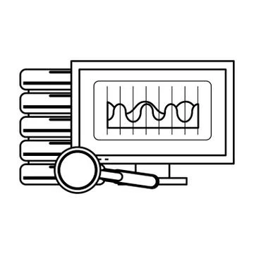 Computer screen technology hardware cartoon in black and white Stock Illustration