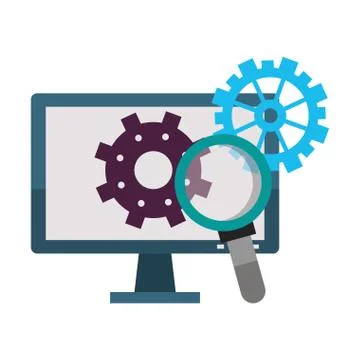 Computer screen technology hardware cartoon Stock Illustration