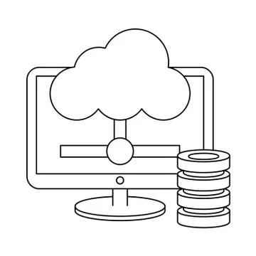 Computer screen technology hardware cartoon in black and white Stock Illustration
